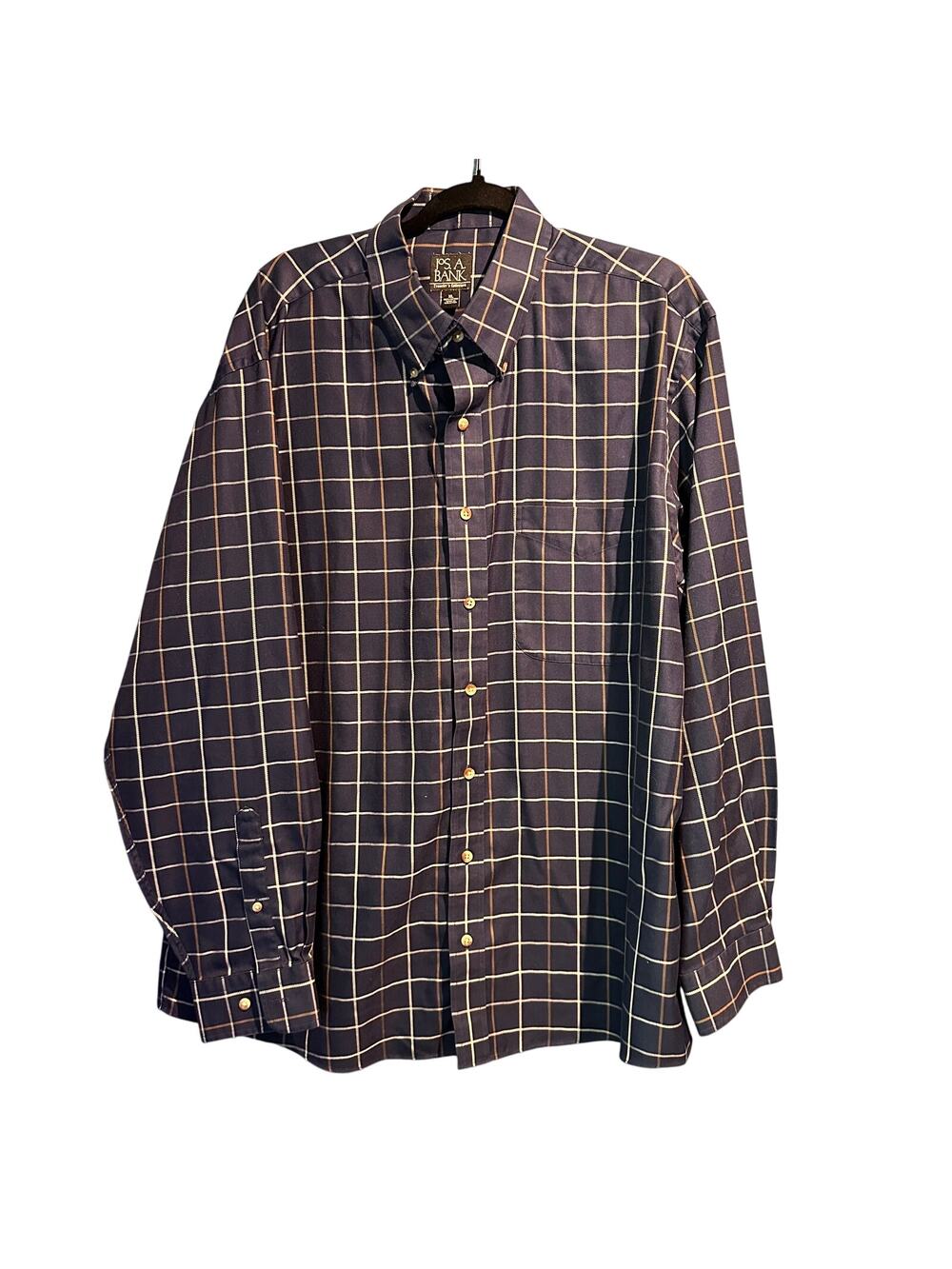 Jos. A. Bank Traveler's Collection XL wrinkle resistant 100% cotton Navy Plaid